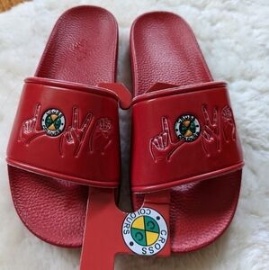 𝅺cross Colours cxc love sign language red slides sandals womens 9